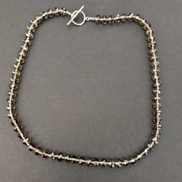 Faceted smoke glass beaded necklace - Picture 7 of 11